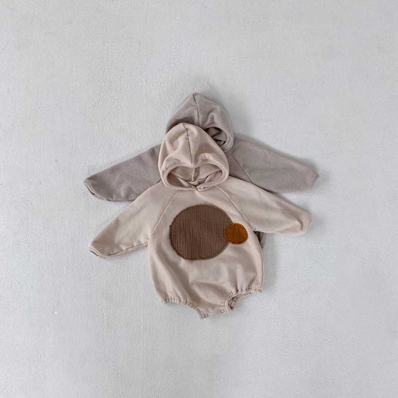 

MILANCEL 2020 baby clothing hoody baby boys bodysuit patchwork infant girl jumpsuit outerwear, Beige