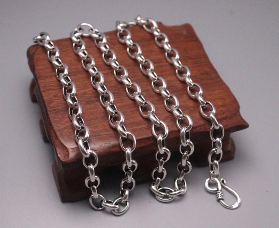 

New Pure Solid 925 Sterling Silver Necklace 6mm Rolo Link Chain Necklace 23.62"L