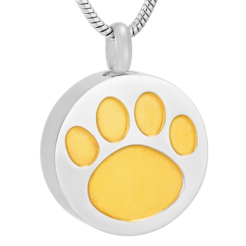 

IJD9738 Stainless Steel Pet Print Round Circle Cremation Memorial Pendant for Ashe Urn Souvenir Keepsake Necklace Jewelry