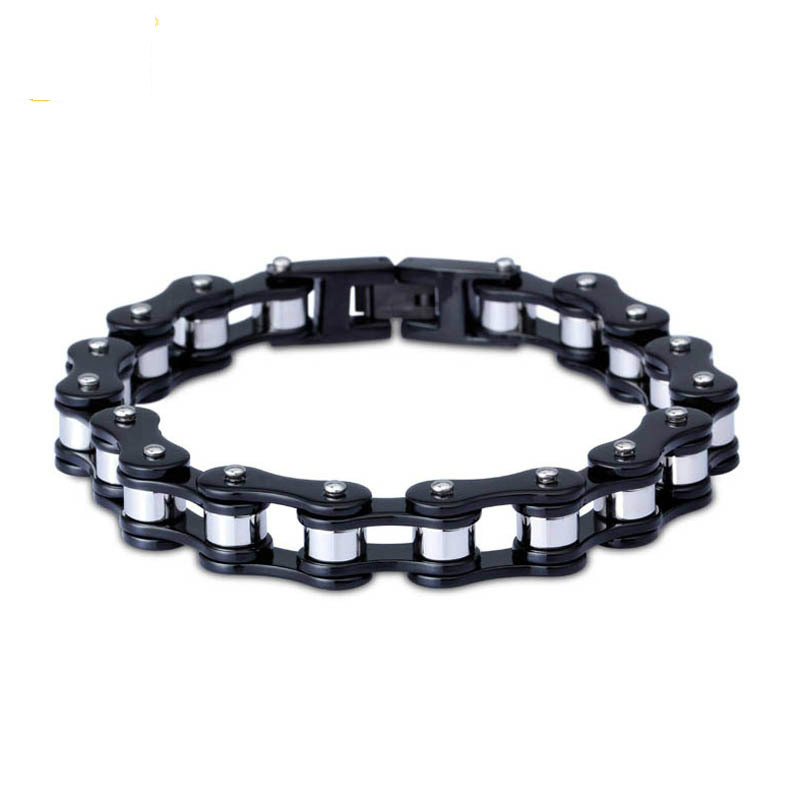 

Bracelet Stainless Steel Jewelry Street Punk Series Black and White Bicycle Chain Titanium Steel Temperament Wrist Strap Fashion