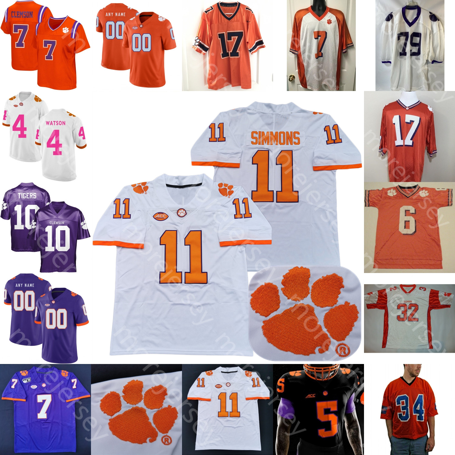 

Custom Clemson Football Jersey NCAA College Darien Rencher Braden Galloway Chez Mellusi Joe Ngata Skalski Watkins Watson Renfrow Lyn-J Dixon, Orange