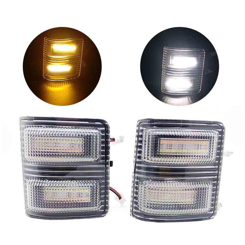 

Rearview Mirror Lamp Yellow and White Double Light Smoked Side Mirror White LED Signal Light for F250 F350 F450 Super Duty, As pic