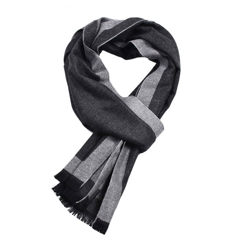 

Autumn Winter Men's Contrast Color Plaid Fashion Wild Scarf Double-Sided Cashmere Long Warm Comfortable Scarf Men B09