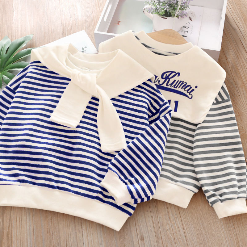

2020 fall Girls Autumn Sweater Cute Hoded Clothes Korean top Sweatershirt Baby Out Wear toddler girl sweatshirt 2-10 years, Blue