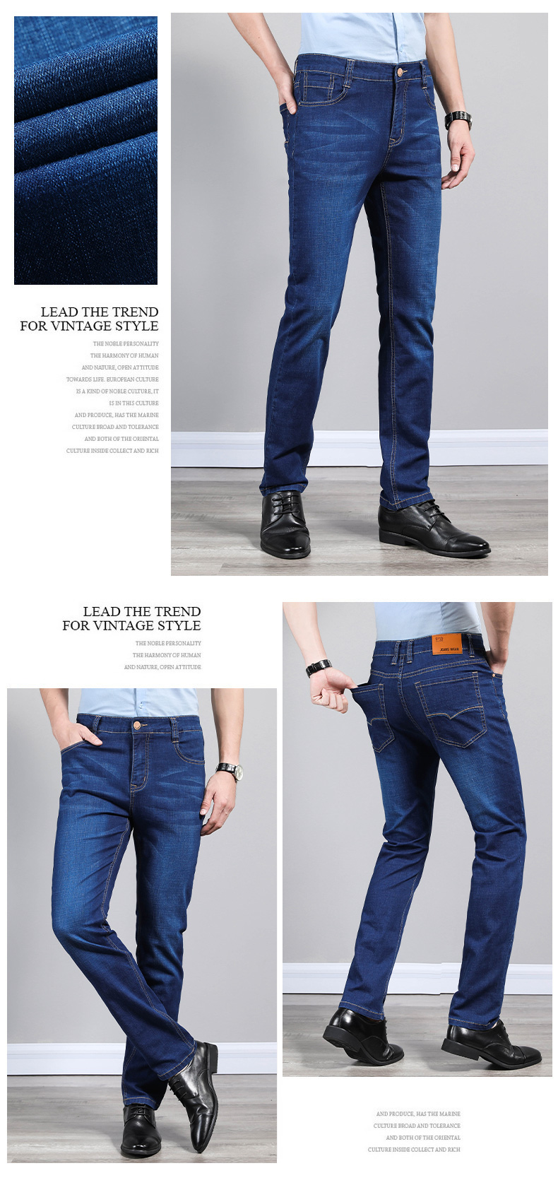 

The Blue Men Jeans Men'S Business Casual Pants Straight Loose Elastic Thin Section LinYe974