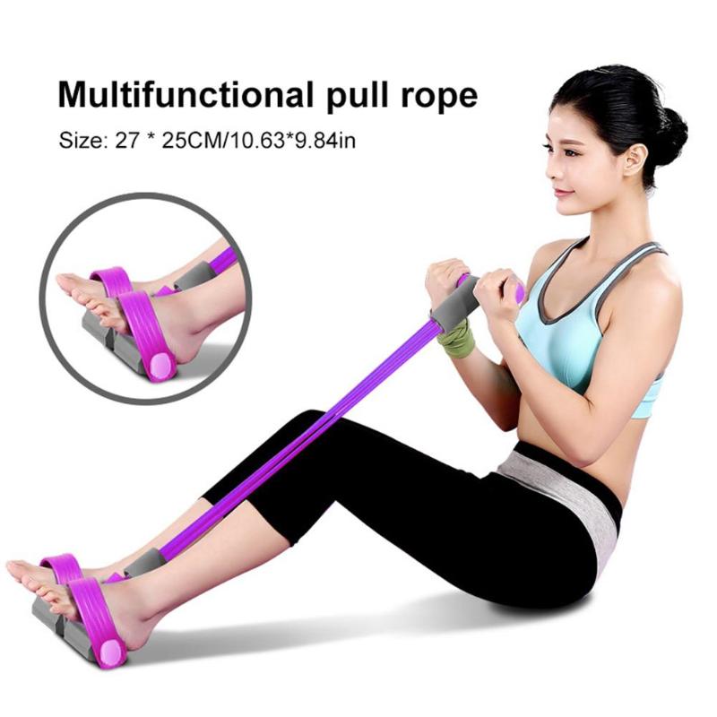 

Multifunctional 4 Tubes Latex Foot Elastic Pull Rope Expander Muscle Fitness Workout Pedal Home Sports Equipment Resistance Band