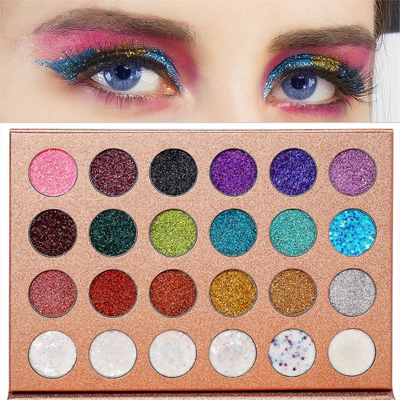 

24 Colors Fashion Cosmetic Matte Eyeshadow Eye Shadow Makeup Palette Shimmer Glitter Glitter Eyeshadow Palette Set, As shown