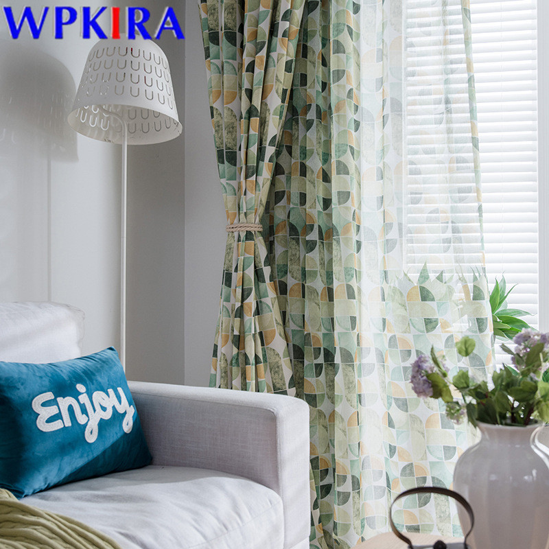 

Window Blinds Colorful Circles Tulle Curtain For Living Room Voile Sheer Curtain For Kids Bedroom Kitchen Drape W-ZH204#30, Green tulle