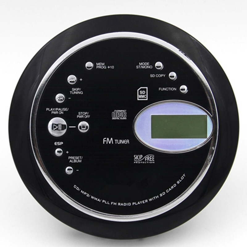 

Portable cd walkman music player supports MP3 WMA CD-R format disc FM radio repeat bass shockproof with headset LED screen
