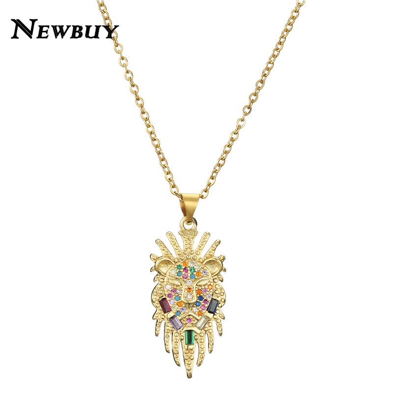 

cmoonry Vintage Design Gold Color Lion Pendant Necklace For Women Men Fashion Cubic Zirconia Jewelry Birthday Gift
