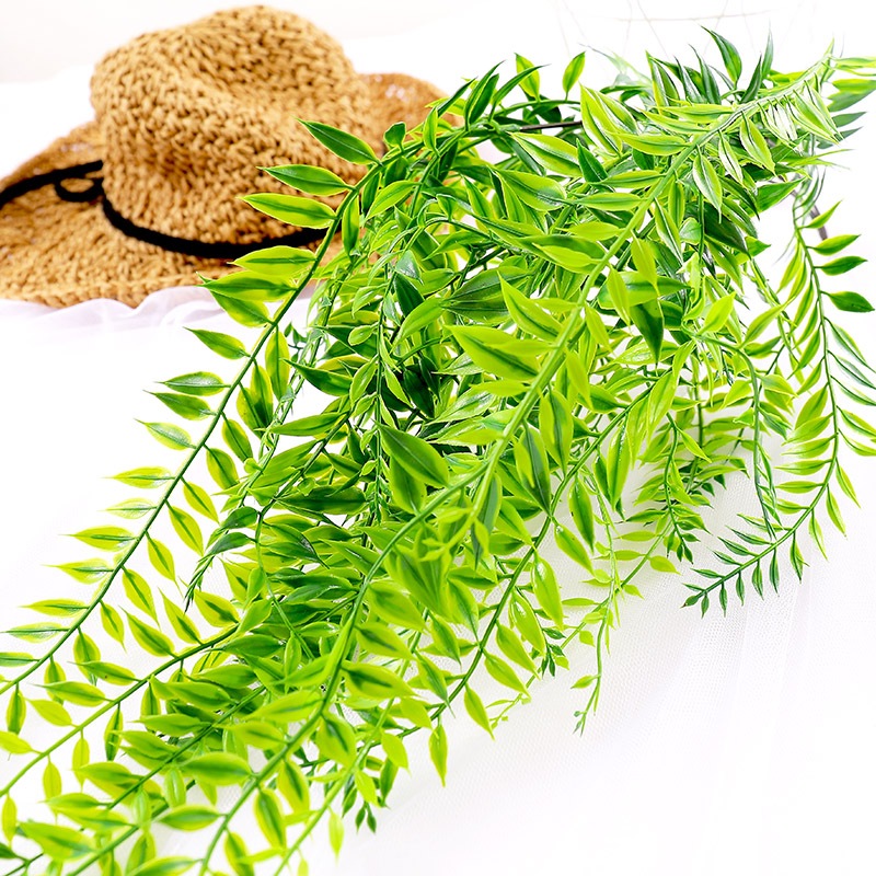 

1 Bunch Artificial Plants fake leaves Wall Hanging Vines Greenery Garland Faux weeping Willow Rattan Home Garden Wedding Decor, Green