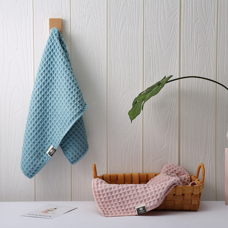 

Waffle Pattern Towels Home Cleaning Face Care Adults Plaid Bathroom Hand Towel Breathable Water Absorption And Quick Drying, Pink