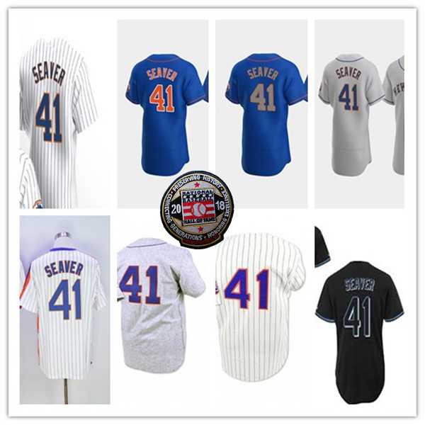 

Men Tom Seaver Jersey Baseball 2018 Hall Of Fame Patch White Pinstripe Blue Grey Black Pullover Stitched Alternate Shirt 4XL, 2020 flexbase white