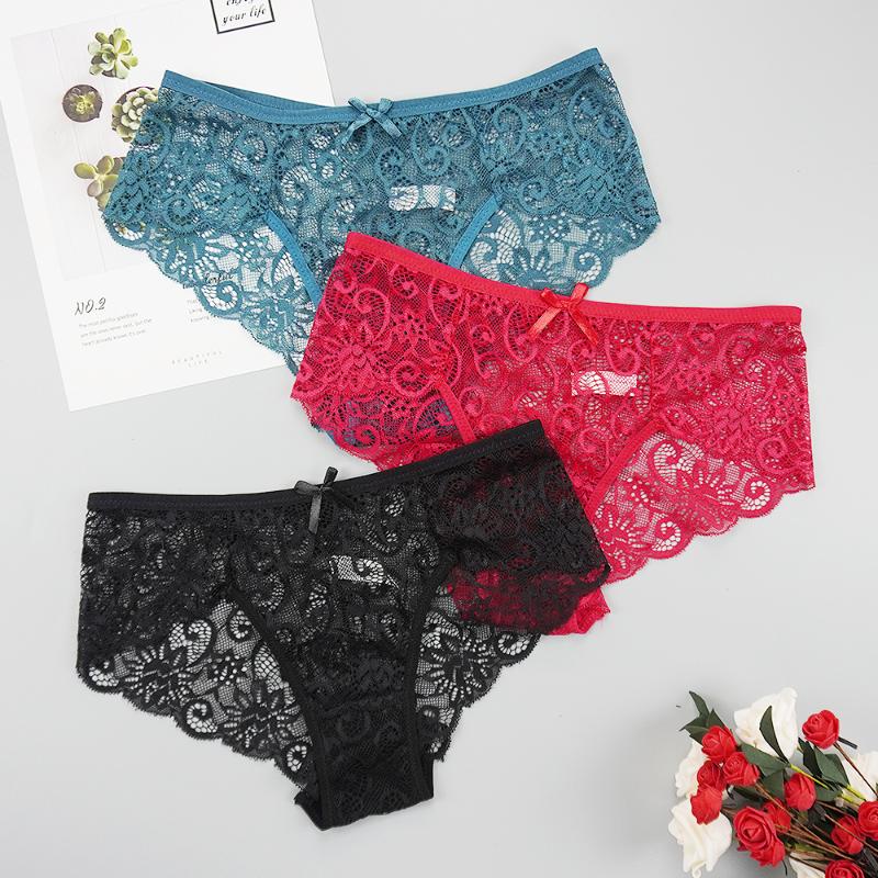 

5pcs/lots Lace Sexy Panties Erotic Lingerie Lace Women' Briefs Seamless Transparent Underpants Hollow Lady Knickers Underwear, Multi