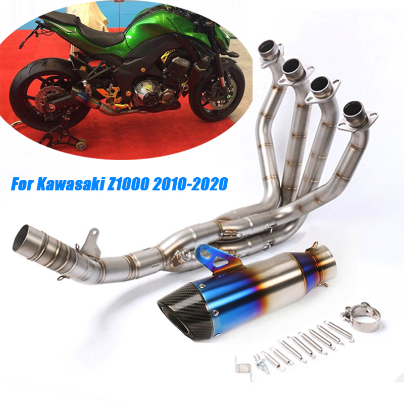 

For z1000 2010-2020 Motorcycle Front Middle Pipe Link Exhaust Muffler Full Set System Lossless installation