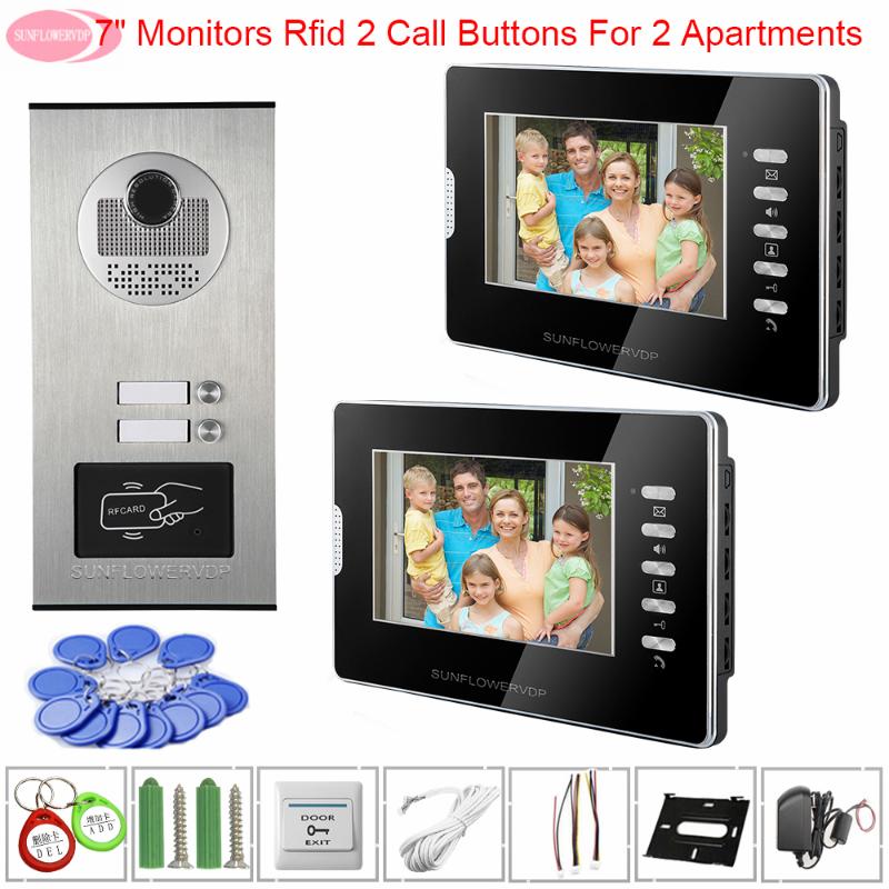

7inch Intercoms for an Apartments Video Doorbell With Monitors White/Black Intercom Camera Rfid Access Control Function intercom