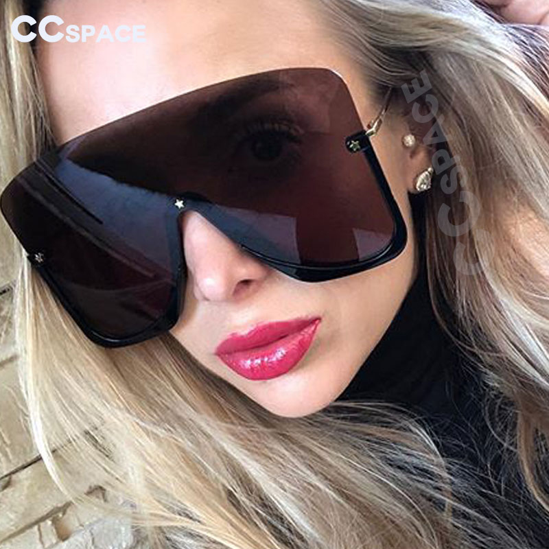 

Sunglasses 46266 Oversized Half Frame One Lens Star Men Women Fashion UV400 Glasses