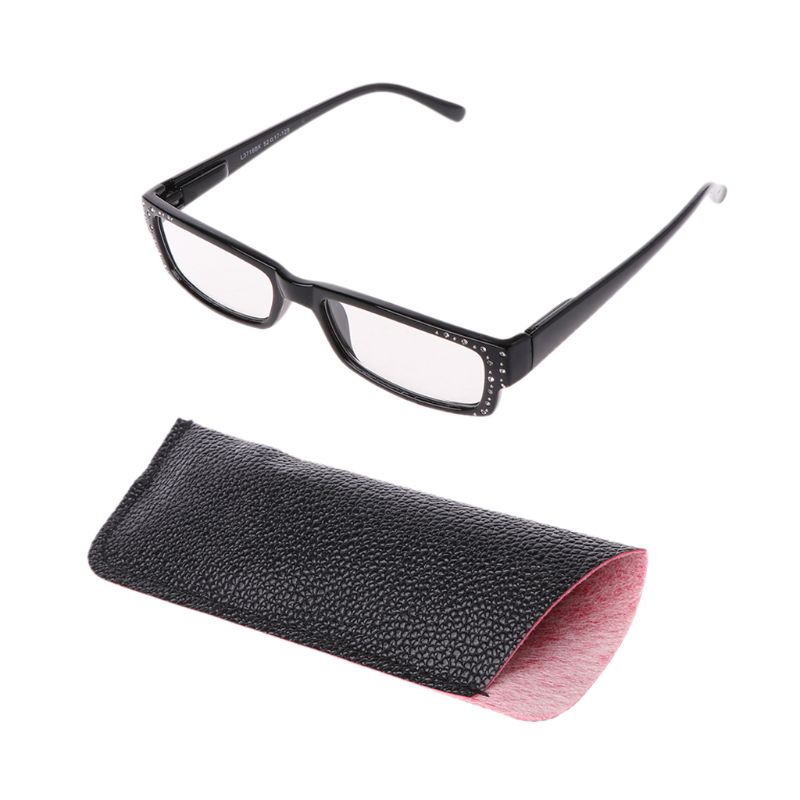 

Fashion Women Square Frame Reading Glasses Eyeglasses Presbyopia Readers +1.0 To +4.0 With Leather Cover