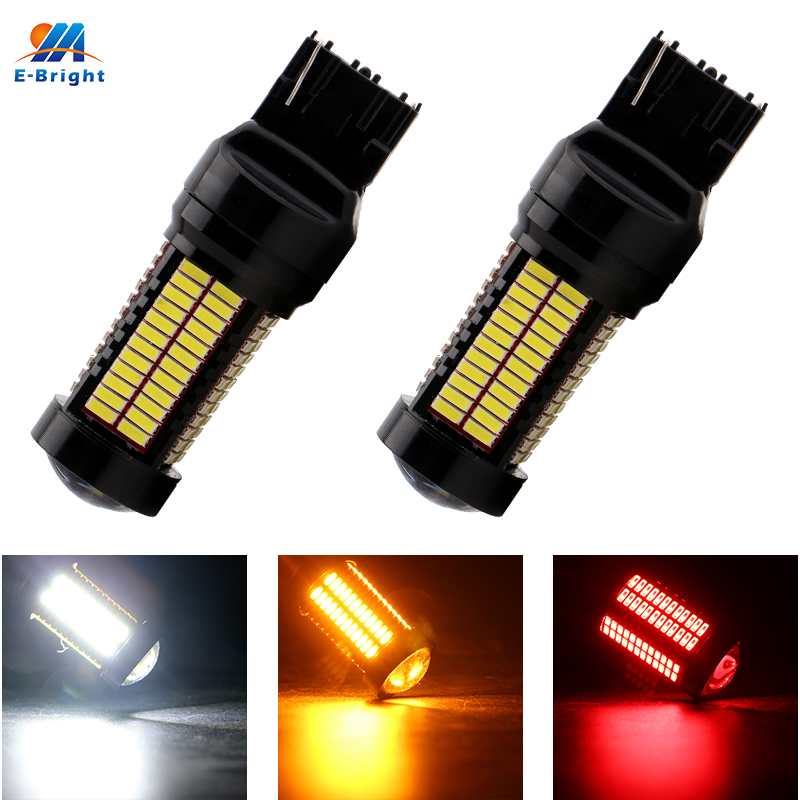 

YM E-Bright 2PCS Car Styling 7440 w21w 7443 w21/5w 4014 106 SMD Led Turn Signal Brake Tail Lights 12V White Amber Red Automobile, As pic