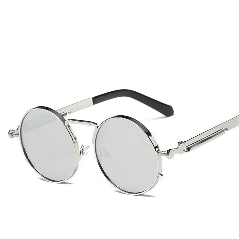 

High Quality Metal Frame Round Sun Glasses For Men Women Fashion UV400 White Mercury Color Lens Mens Sunglasses Women 2020