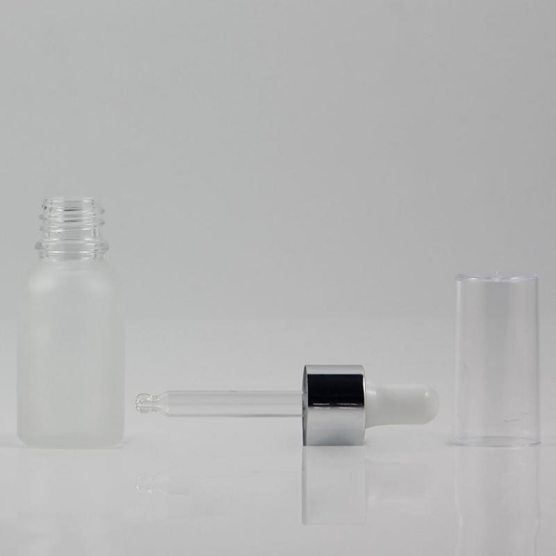 

Clear Frosted Glass 15ml Dropper Bottle Refillable , Plastic Dropper Bottle Cover