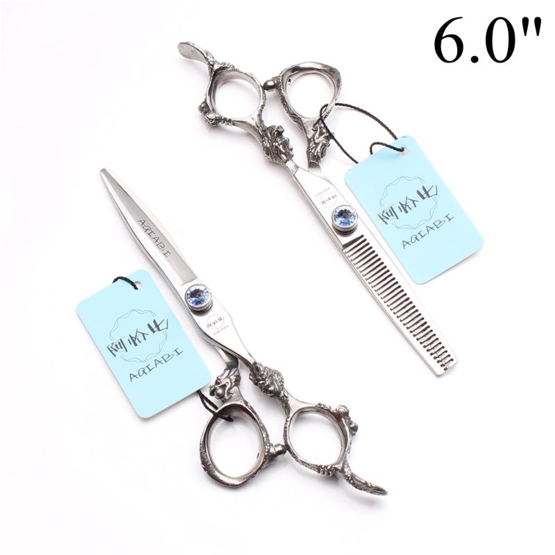 

6" 17.5cm Japan 440C AQIABI Barber Shop Cutting Shears Thinning Scissors Hair Clippers Professional Hairdressing Scissors A9108
