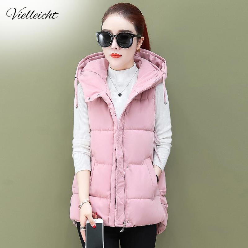 

Vielleicht Winter Vest Women Waistcoat 2020 Female Sleeveless Jacket Hooded Warm Velvet Short Vest Outwear Colete Feminino, Black