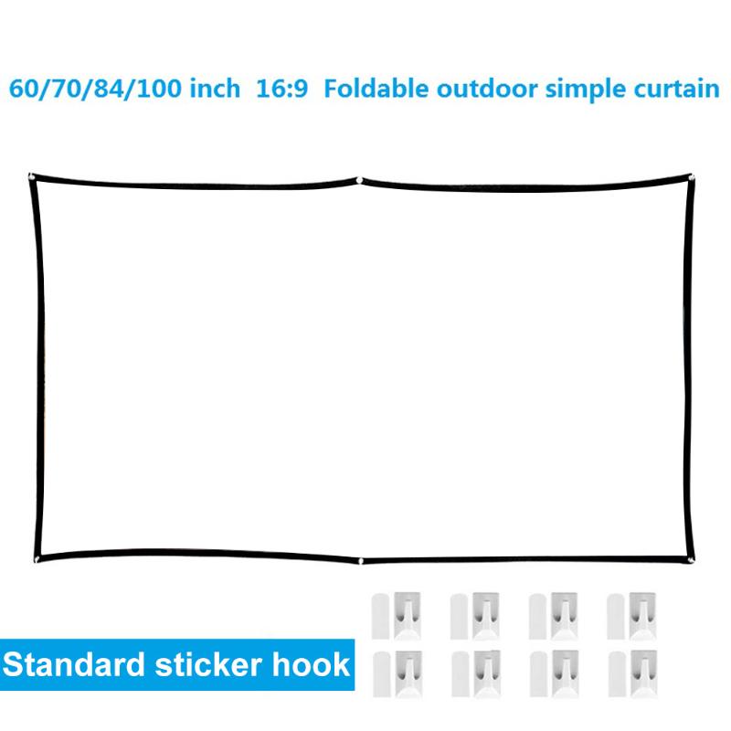 

Simple folding projection screen 60/70/84/100 inch 16:9 HD screen home theater front projector movie projector projection