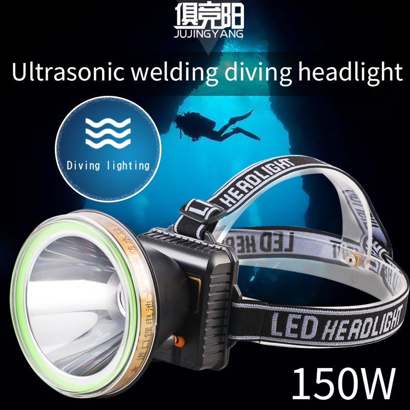 

High Power 150W LED Diving Headlight Outdoor Swimming Fishing IPX8 Waterproof Headlight High Lumen Rechargeable