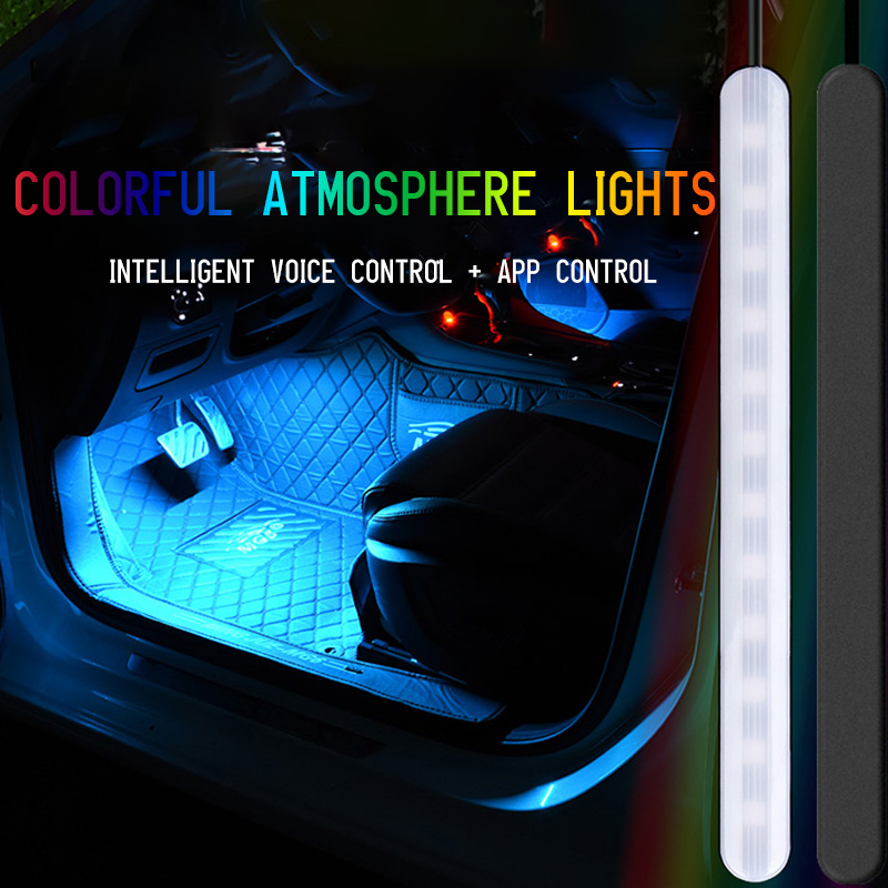 

LED Ambient Light Car Interior Floor Foot Lamp USB Cigarette Lighter RGB APP Remote Voice Music Control Auto Atmosphere Lights