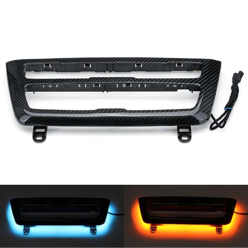 

radio trim led dashboard center console AC panel light with blue and orange color Atmosphere light For 3 & 4 series F30 LCI