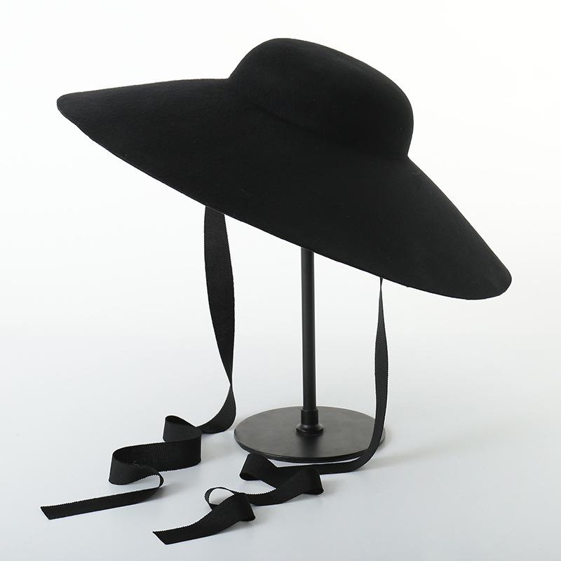

Fashion Women Wool Hat Women Hats Wide Brim Fedora Hat Womens Hats Wide Brim Black Felt Stage Styling Cap Mens