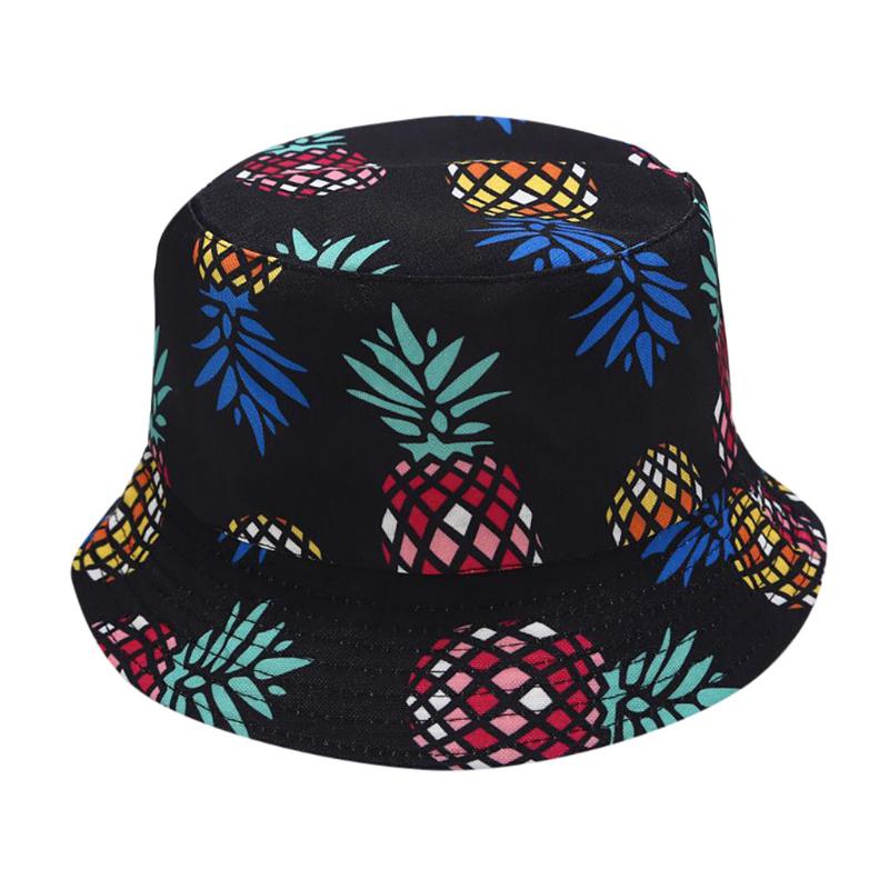 

Summer Men And Women Fruit Print Two-sided Foldable Fisherman Hat Bucket Cap Fruit Bucket Hat Leisure Outdoor Sunshade 2020 New, White