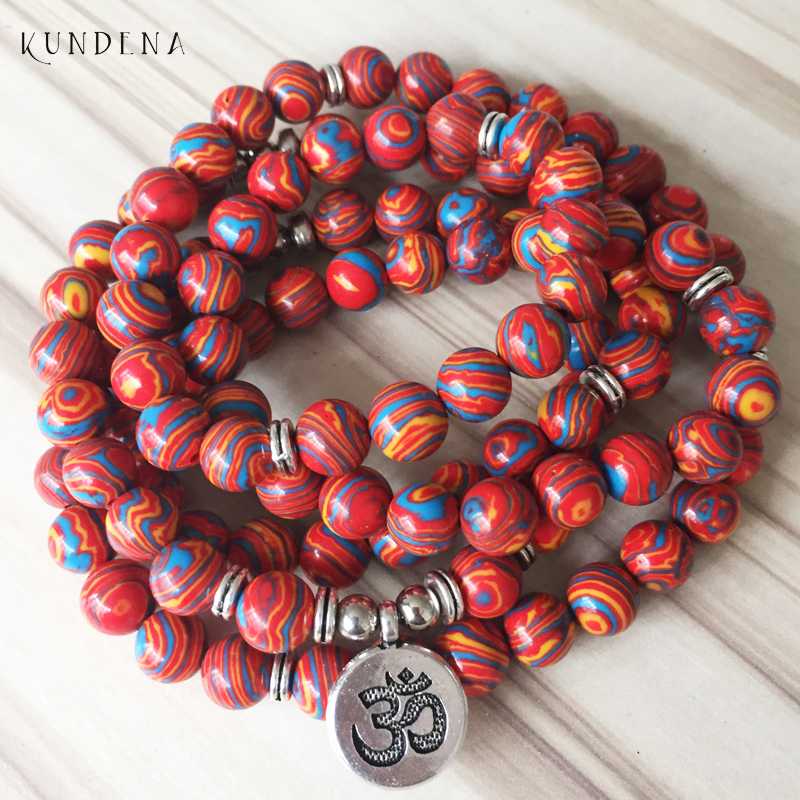 

108 mala bead bracelets Yoga Prayer Charm Wrist Malachite Yoga bracelet For Unisex Buddha Lotus Flower Charm avaiable