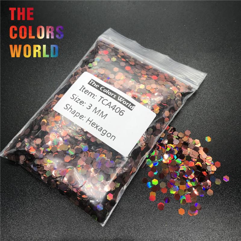 

TCA406 Holographic Laser Coffee Color Hexagon Shape Nail Glitter For Nail Decorations Gel Makeup Facepaint DIY Accessorie