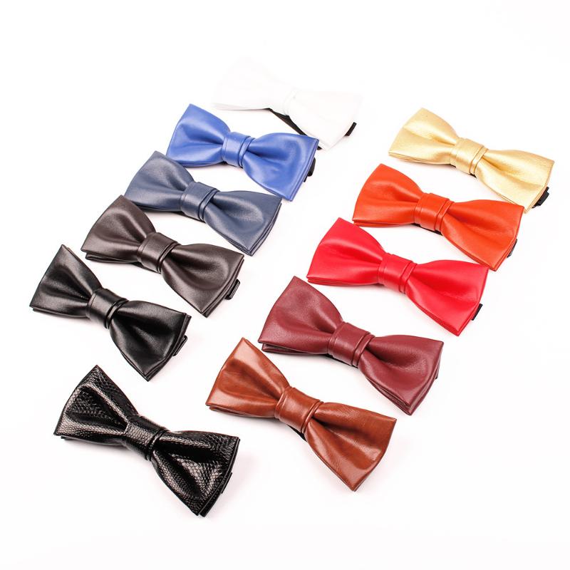 

Neck Ties Linbaiway PU Leather Bowtie For Mens Suits Solid Wedding Formal Dress Bow Tie Butterfly Men Tuxedo Accessory Custom Logo