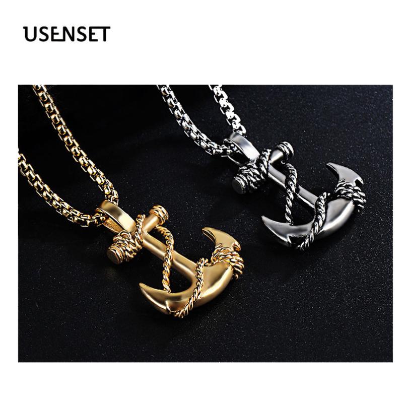 

Stainless Steel Rope Anchor Pendant Necklace Chain Jewelry Gothic Charm Navy-style