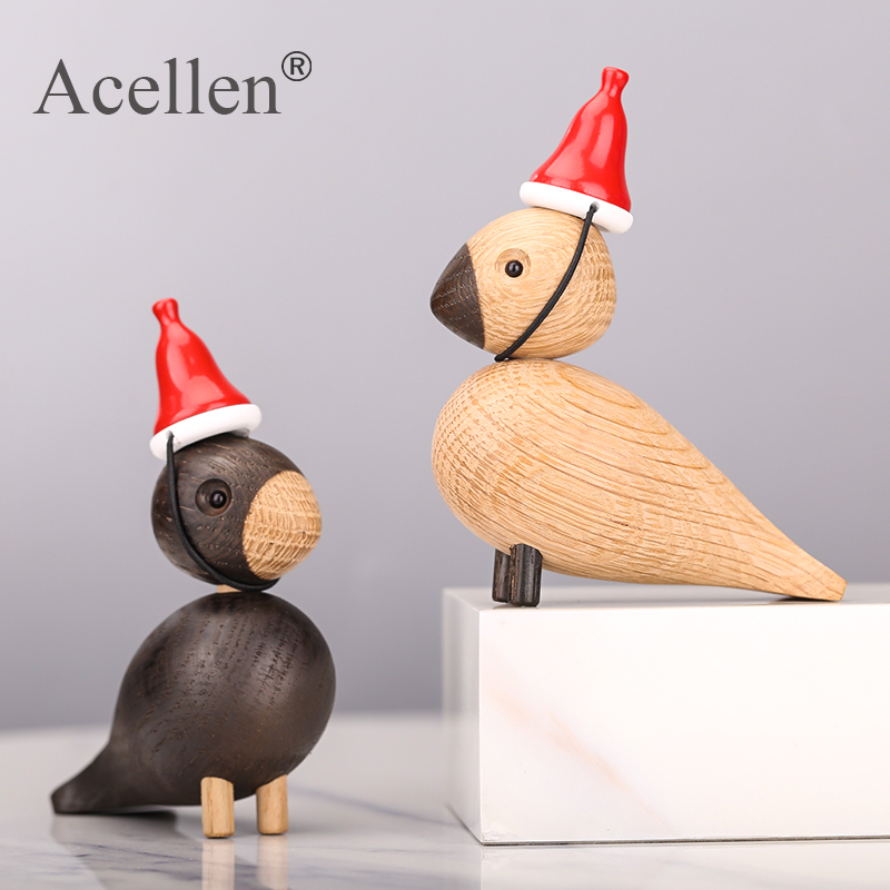

Nordic Decorative Wooden Miniature Figurines Animals Lark Bird Songbird Ornaments Fashion Home Decoration Wood toys sculpture