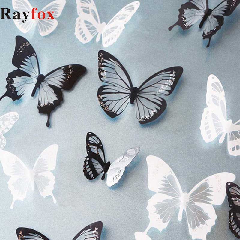 

18pcs/lot 3d Effect Crystal Butterflies Wall Sticker Beautiful Butterfly Art Decals Room Wall Decals Home Decoration On the