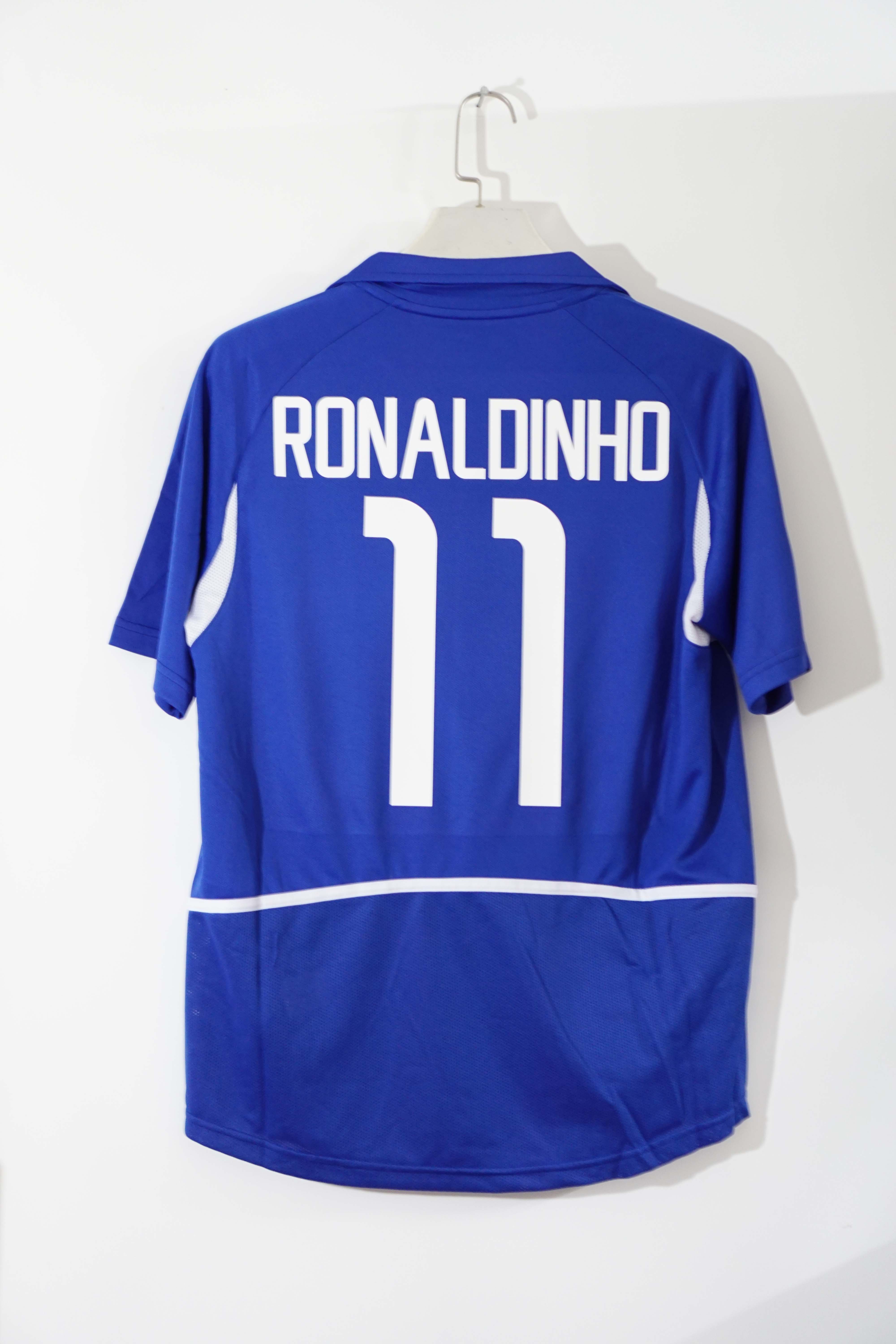 

Free shipping 2002 ronaldinho vintage soccer jersey, Black;yellow