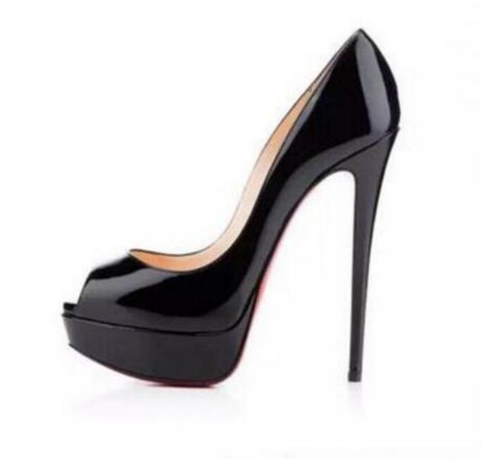 

Patent Leather Women Dress Shoes Classic Brand Red Bottom High Heels, As picture