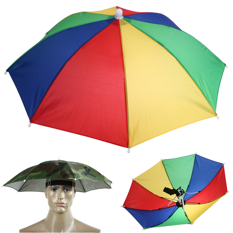 

Foldable Umbrella Hat Cap Headwear for Fishing Hiking Beach Camping Cap Head Hats Handsfree Umbrella Outdoor Sports Rain Gear, Green