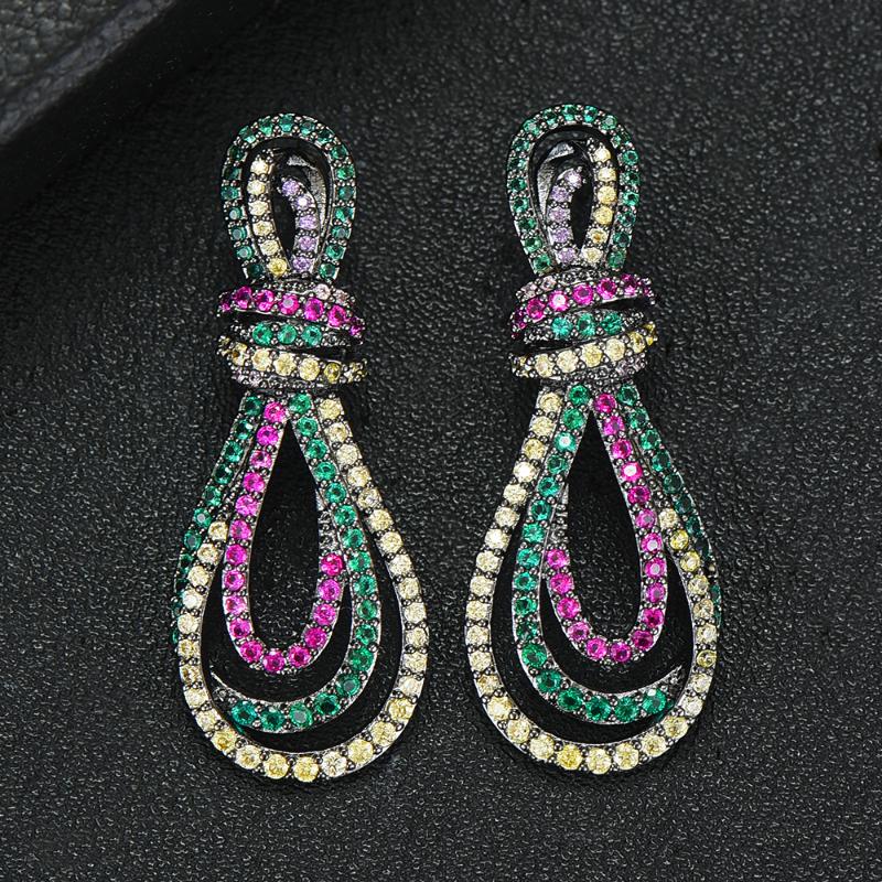 

missvikki Elegant Long Bow Dangle Earrings Full Mirco Paved Cubic Zircon for Women Bridal Wedding Earring Fashion Jewelry