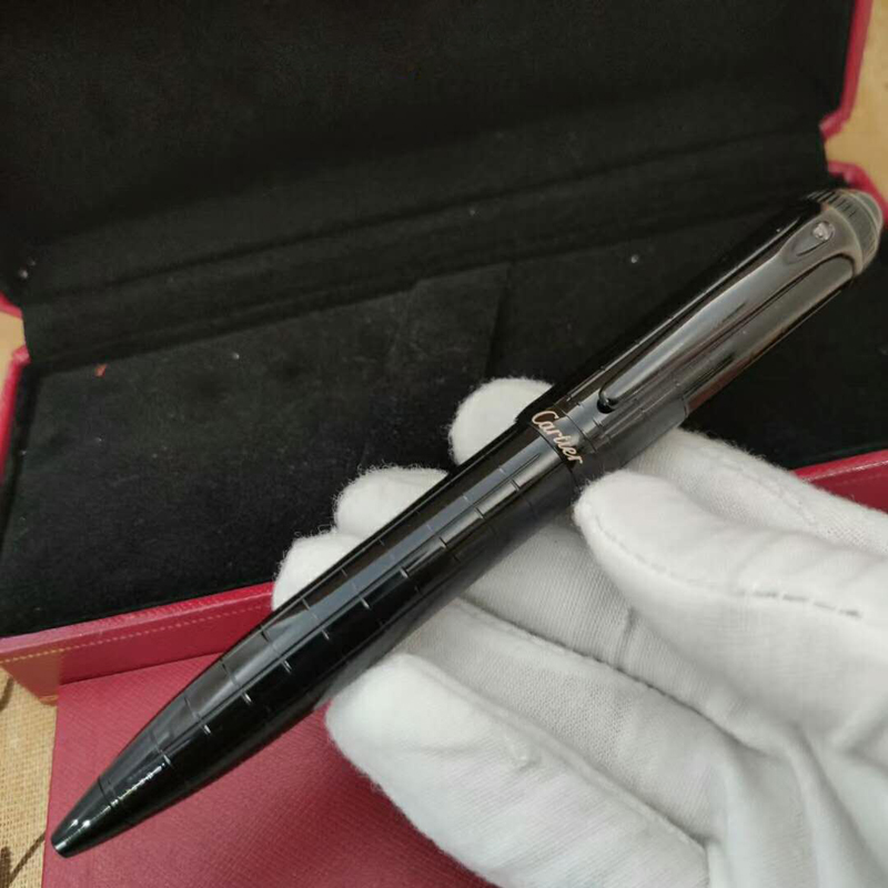 

2020 Famous pen brand Promotion Price all black Ballpoint Pens 5A Best Quality fashion Brands pen gift Give velvet bags, Blue;orange