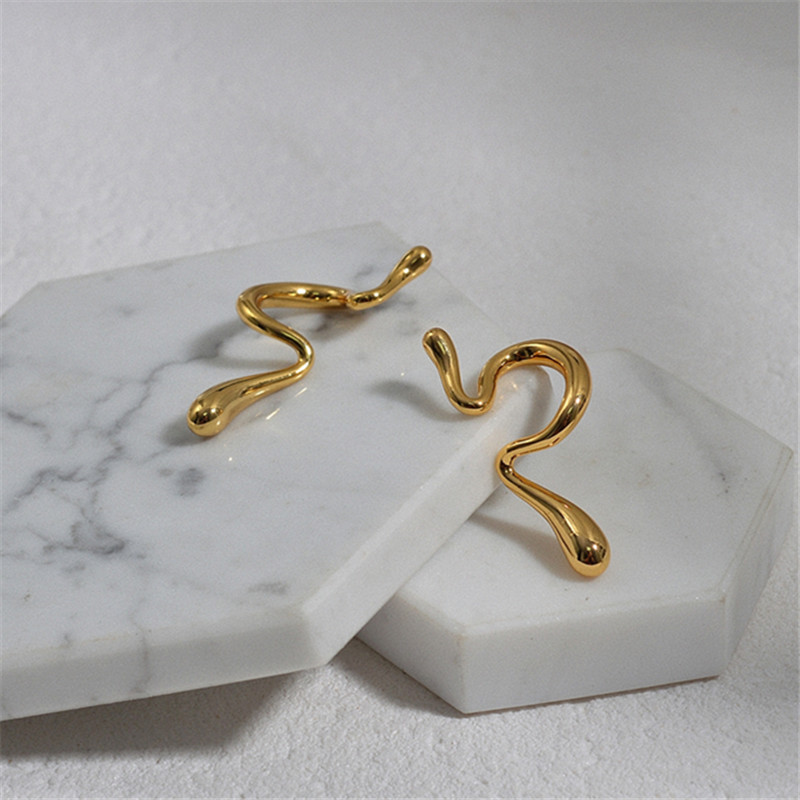 

Stud 2021 Style, Female Earrings, Metal Gold Smooth Geometric Retro Men's Party Wholesale