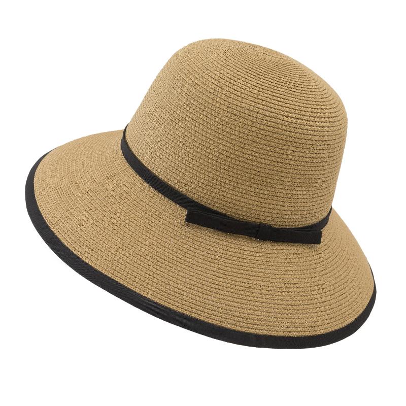 

New spring and summer straw hat beach sunscreen leisure sunshade sun hat fashion all-match outing, Black
