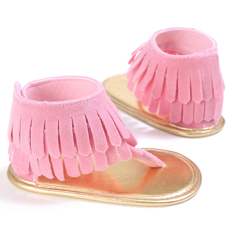 

Summer Toddler Newborn Baby Girl Shoes Tassel Summer Shoes Anti-slip Flip Flop Prewalker For Baby Girls -18M