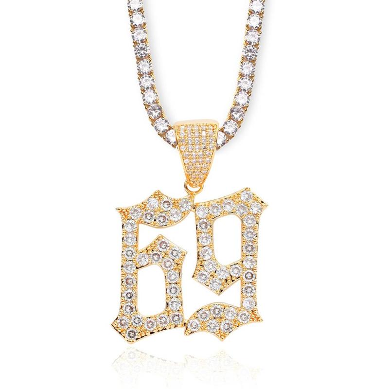 

Men Hip hop out bling 6ix9ine Rapper pendant necklaces Pave setting Rhinestone Fashion 69 necklace hiphop jewelry gifts