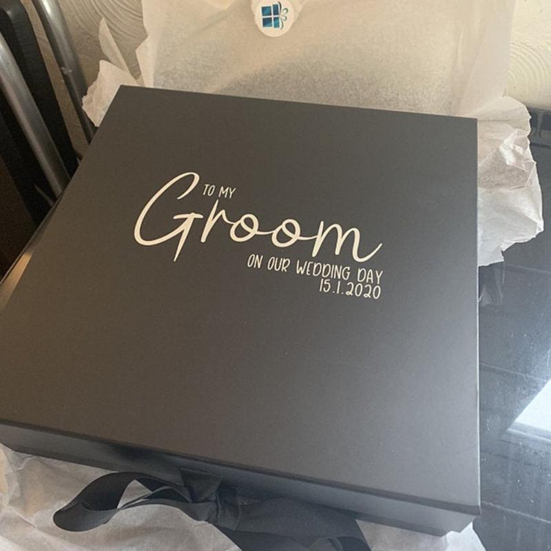 

personalised Groom gift box,Real Foil gift for groom from bride on our wedding day,custom luxury box for husband to be