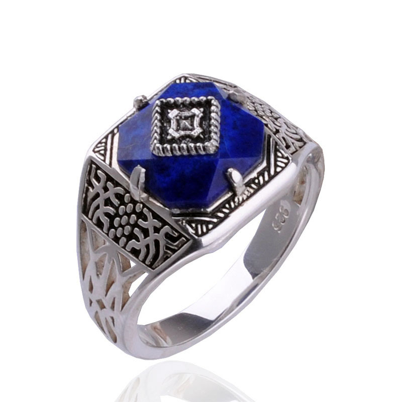 

The Vampire Diaries Caroline Ring S925 sterling Ring Pure Sliver Caroline Women's Jewelry Lapis Lazuli Stone
